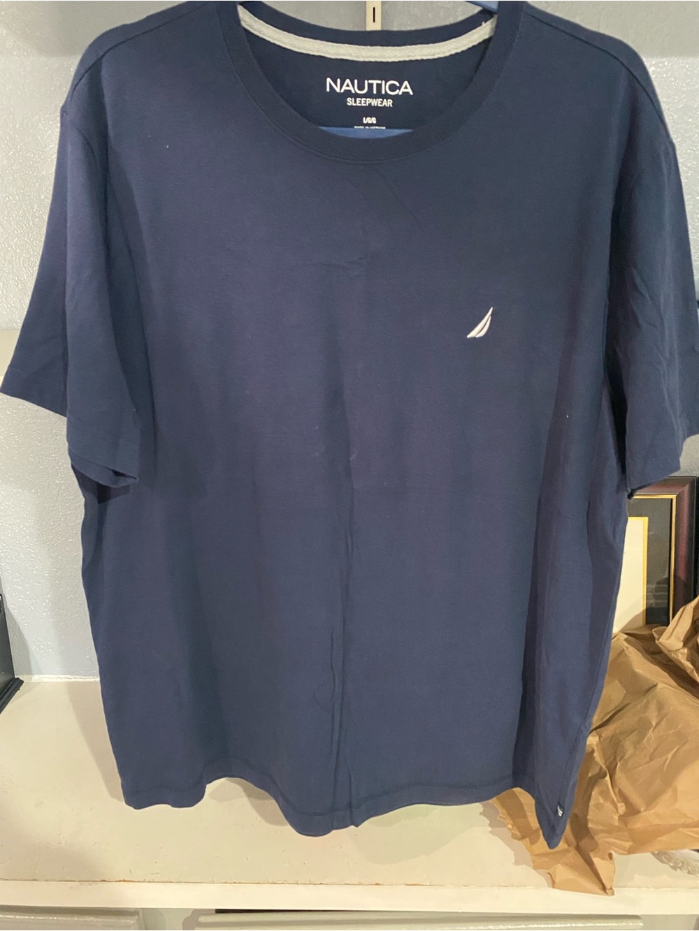 Nautica Men's Navy Short Sleeve Crew Tee with Sail Logo